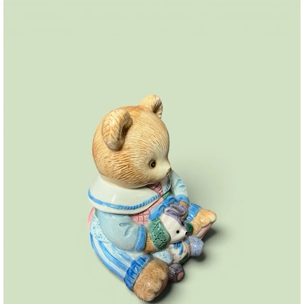 Fitz & Floyd‎ Hydrangea Bear 1993 Vintage Sugar Bowl With Lid Teddy Bear Pastel
